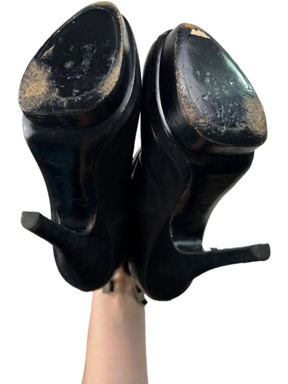 Yves Saint Laurent – YSL Rive Gauche Black Leather & Suede Easy Ankle Boots 7.5